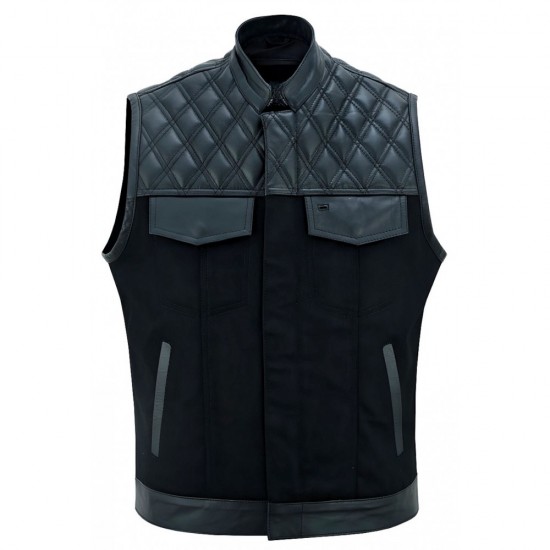 Men's Swat Style Motorcycle Leather Vest