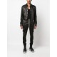 Front press-stud fastening leather jacket