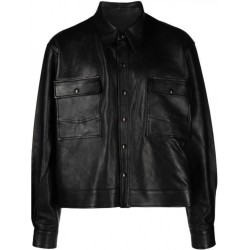 Button-up leather jacket