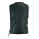 Plain Mens Leather Waistcoat Motorcycle Biker Vest Black with Hooks