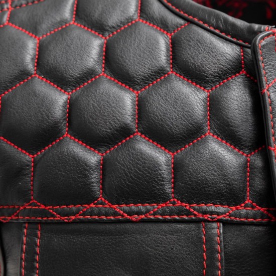 Men's Club Style Leather Vest - Red