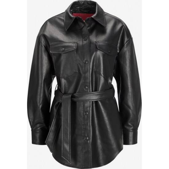 Women black leather jacket/shirt