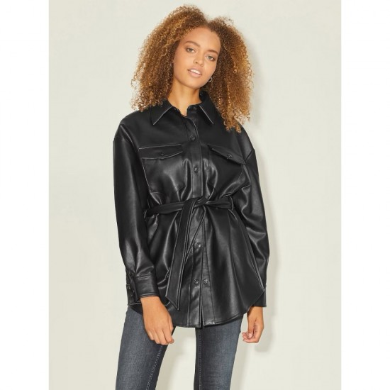 Women black leather jacket/shirt