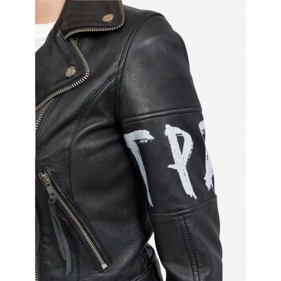 Womens printed Water-repellent biker jacket