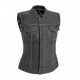 Black Women's Motorcycle Leather Vest