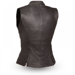 Ladies Leather Vest W/Purple Liner